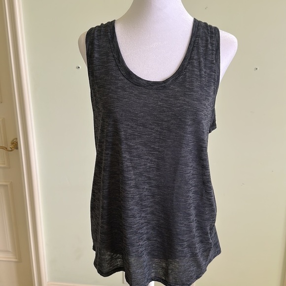 Zella Lean Routine Cut Out Back Workout Scoop Neck Burnout Tank Black Sz Medium - Picture 6 of 9